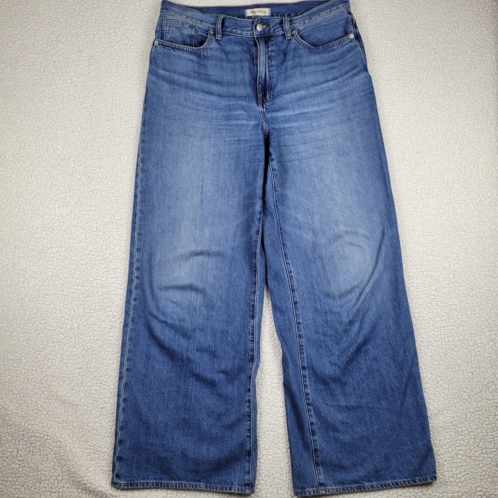 Madewell Superwide Leg Jeans Womens Size 31 Blue High Rise Wide Leg Denim Pants